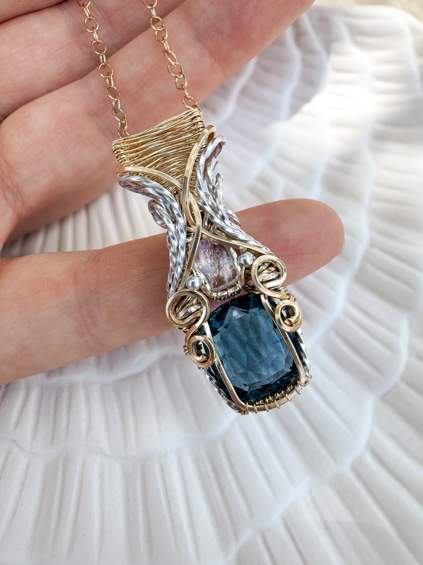 Teal Fluorite & Madagascar Moonstone Necklace