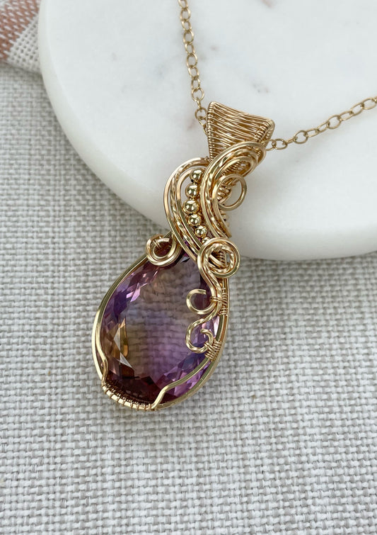 Genuine Ametrine Necklace in 14k Gold Filled