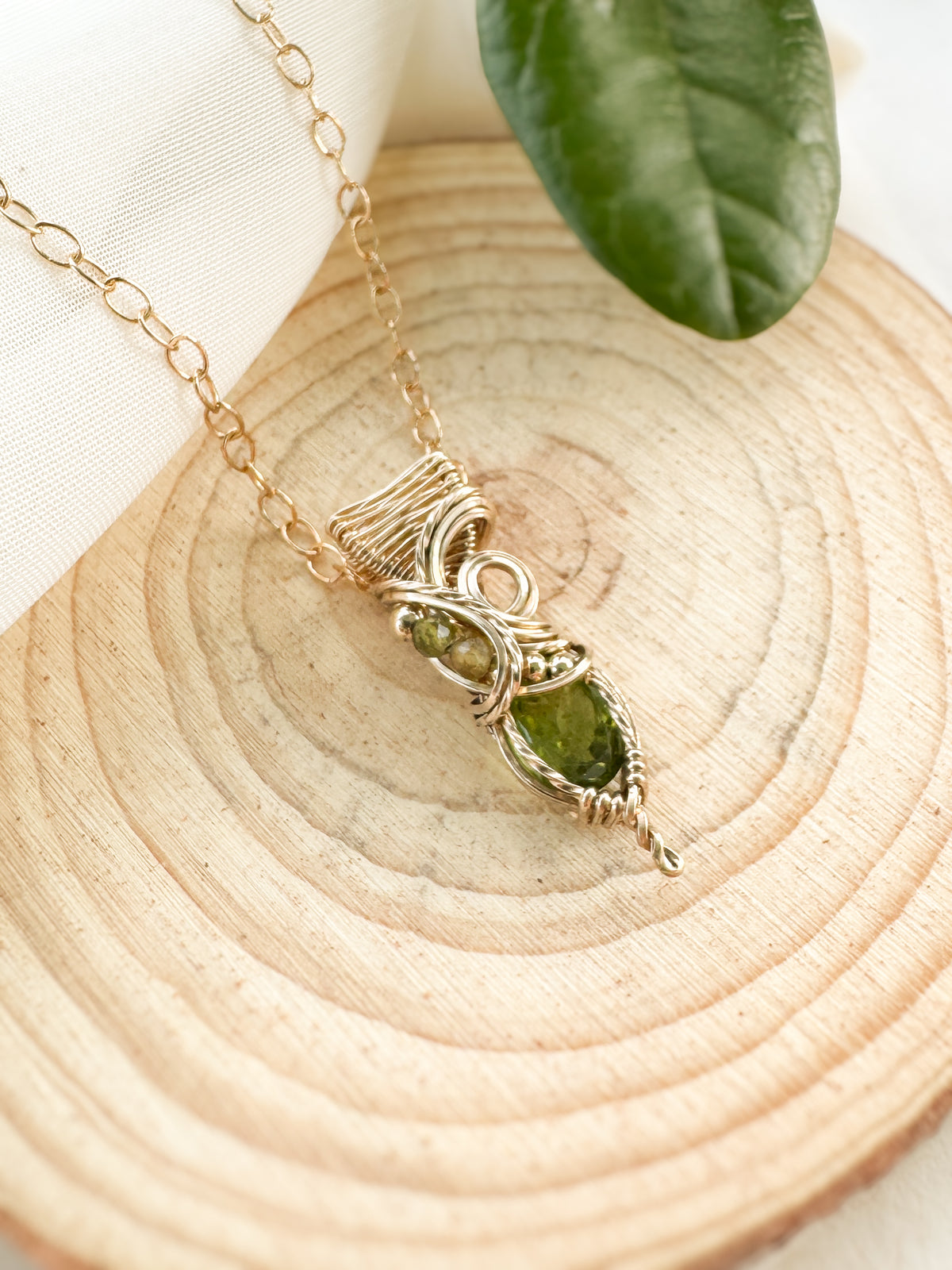 Peridot & Green Tourmaline Necklace in 14k Gold Filled