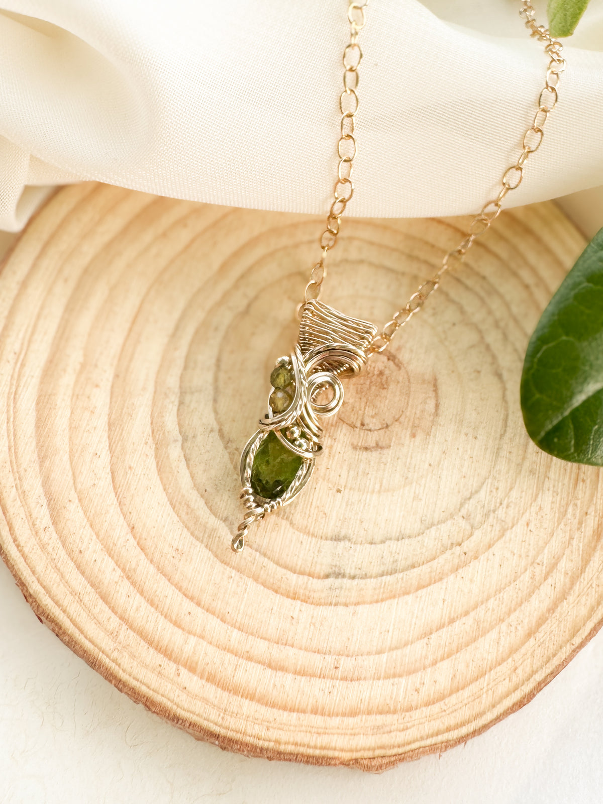 Peridot & Green Tourmaline Necklace in 14k Gold Filled
