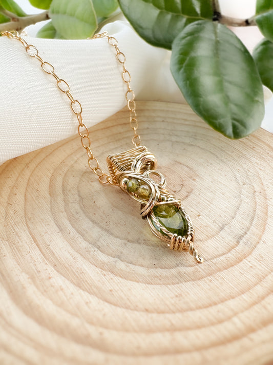 Peridot & Green Tourmaline Necklace in 14k Gold Filled