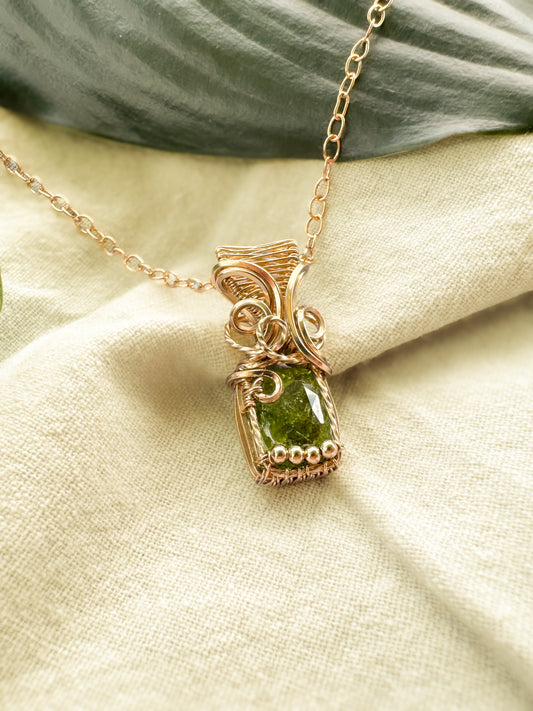 Green Tourmaline (from Nigeria) Necklace in 14k Gold Filled