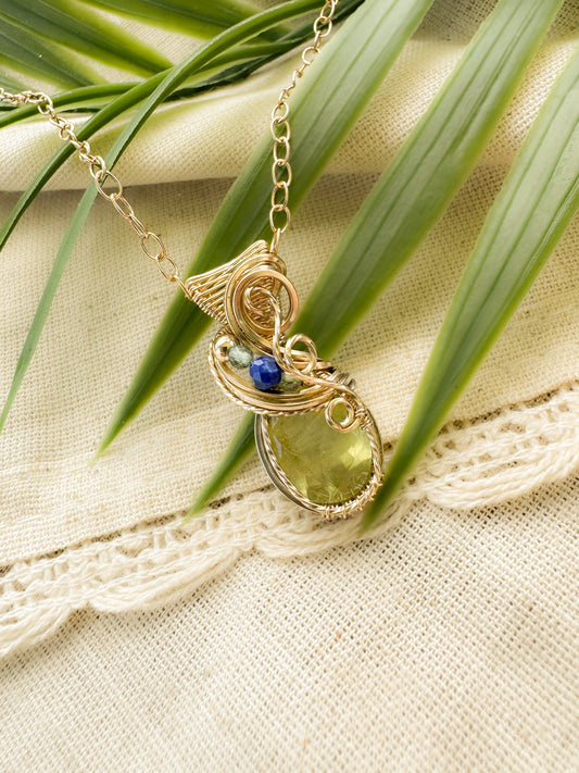 Beryl (From Africa), Green Apatite & Lapis Lazuli in 14k Gold Filled