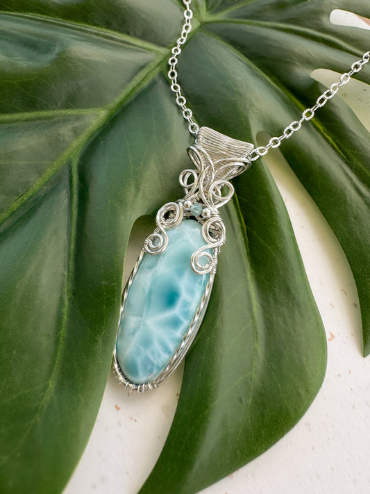 Larimar, Aqua Kyanite in 0.925 Sterling Silver
