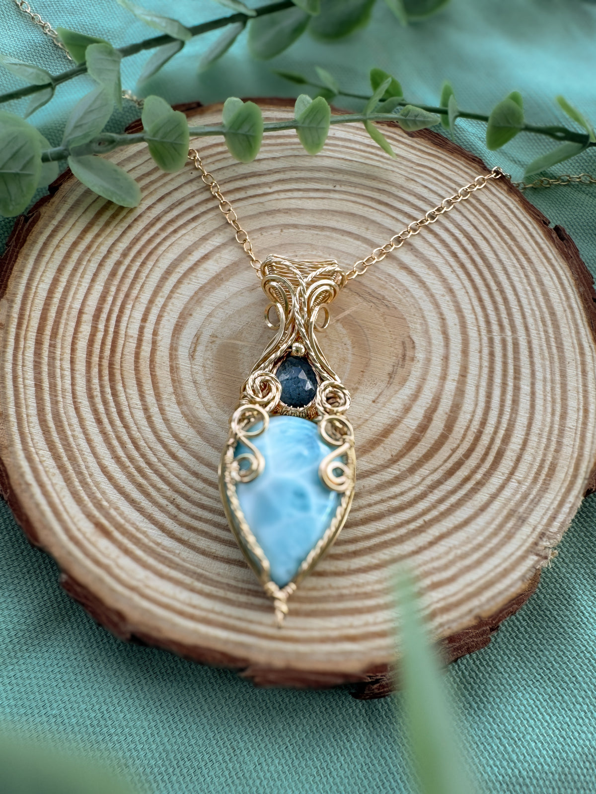 Larimar & Blue Kyanite Necklace in 14k Gold Filled