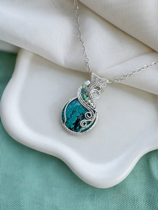 Turquoise, Ethiopian Opal, Chrysoprase, Aqua Apatite in 0.925 Sterling Silver