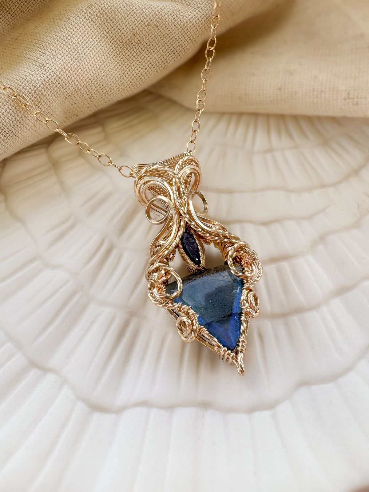 Faceted Labradorite & Blue Kyanite Necklace in 14k Gold Filled