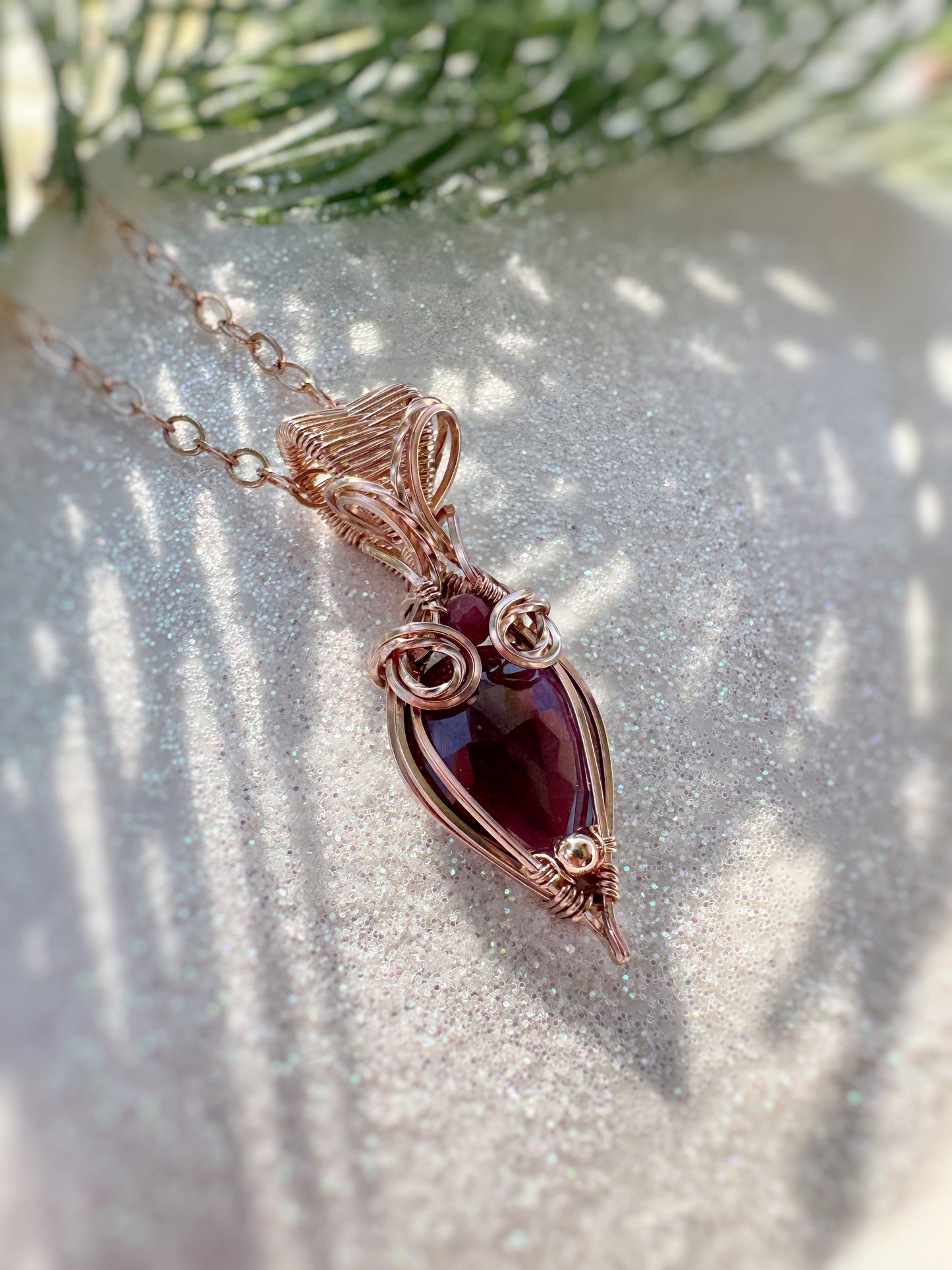 Small Garnet & Andesine Necklace in 14k Rose Gold Filled