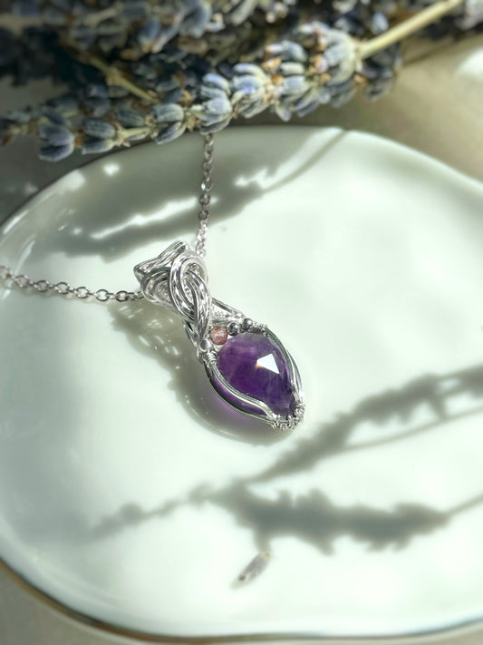 Amethyst & Pink Tourmaline Necklace in Argentium Silver