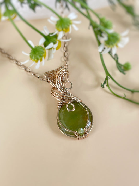 Sphene & Peridot Necklace in 14k Gold Filled