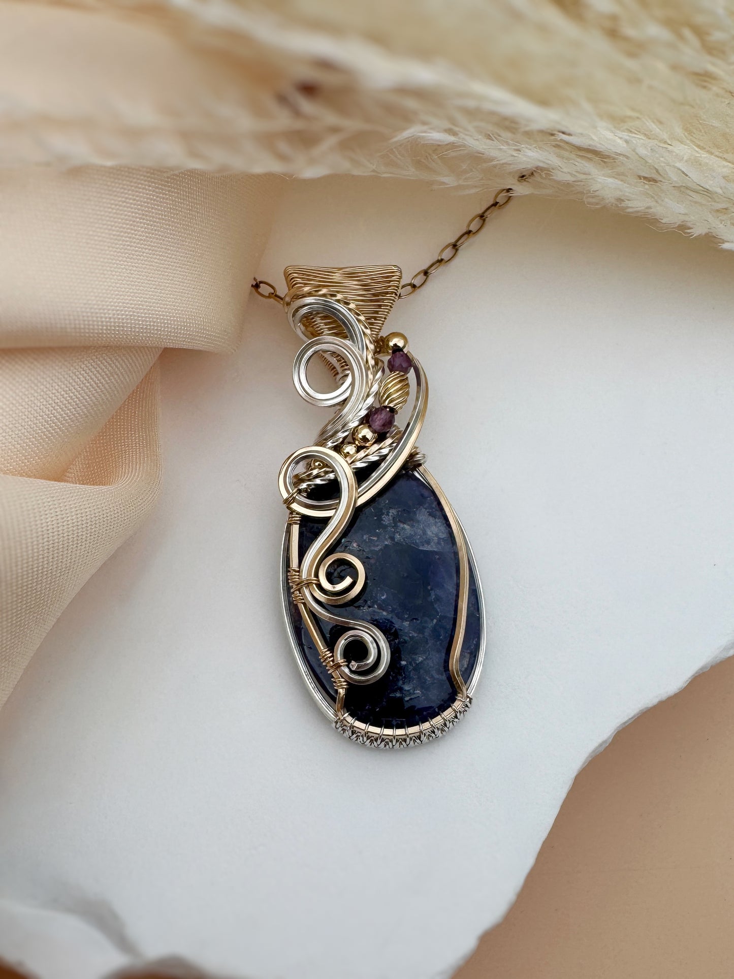 Iolite & Amethyst 14k Gold Filled Necklace