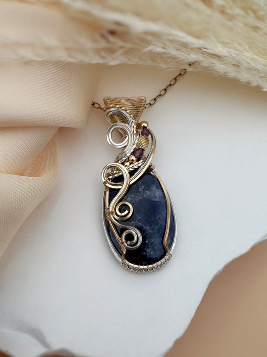 Iolite & Amethyst 14k Gold Filled Necklace
