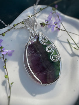 Fluorite Statement Piece Necklace in 0.925 Sterling Silver