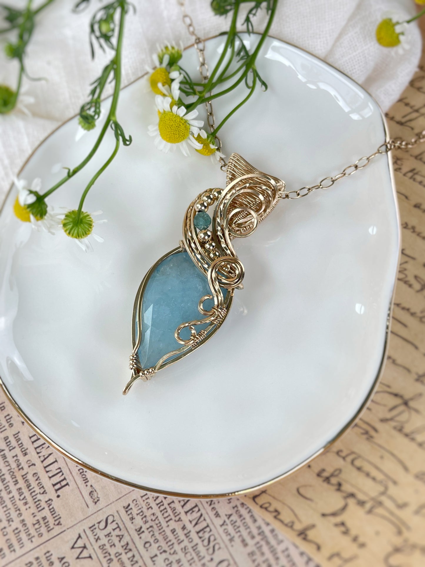 Faceted Aquamarine & Aqua Blue Apatite Necklace in 14k Gold Filled