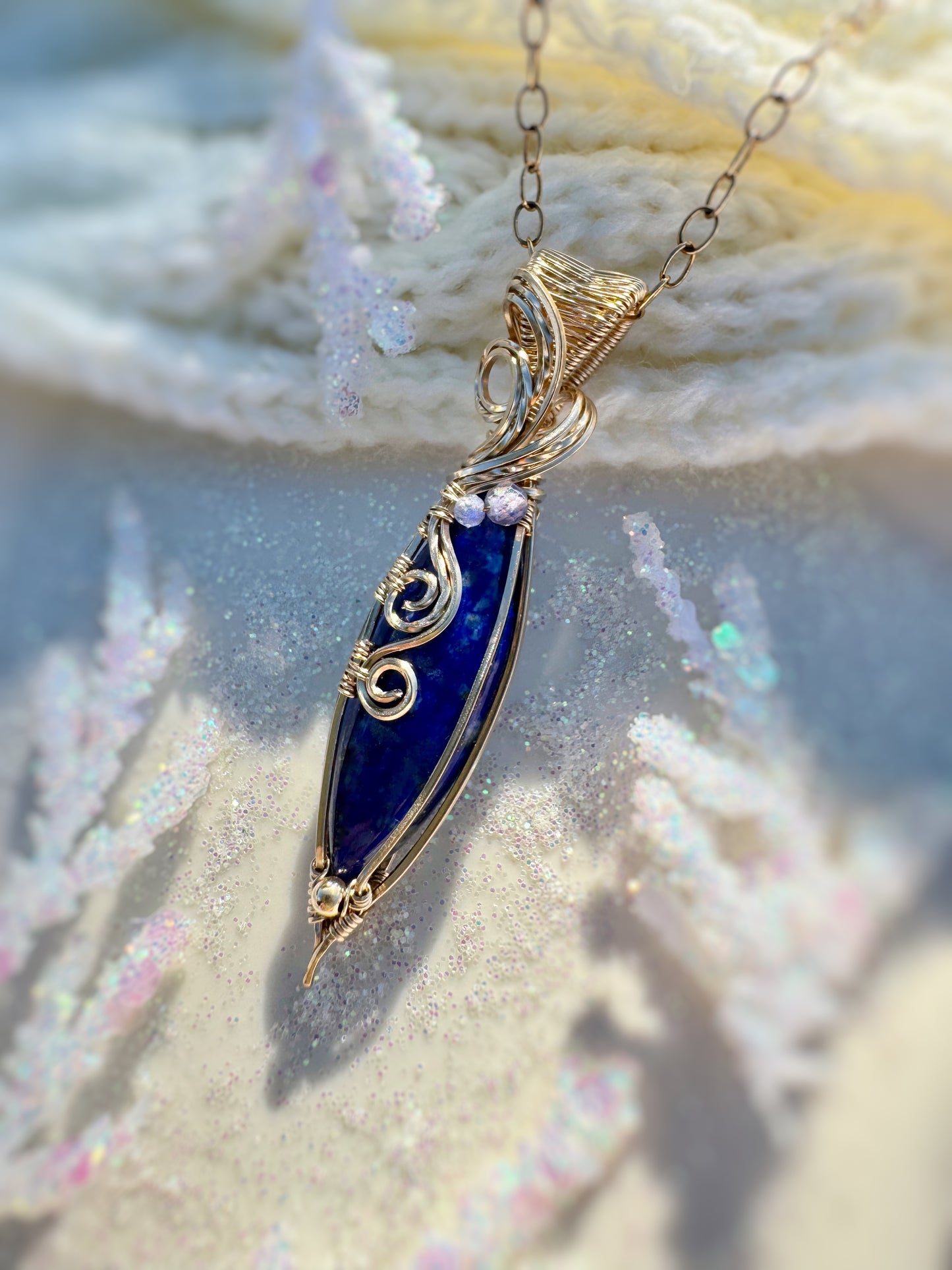 Lapis Lazuli & Tanzanite Necklace in 14k Gold Filled