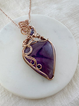 Amethyst & Tanzanite Statement Necklace in 14k Rose Gold Filled