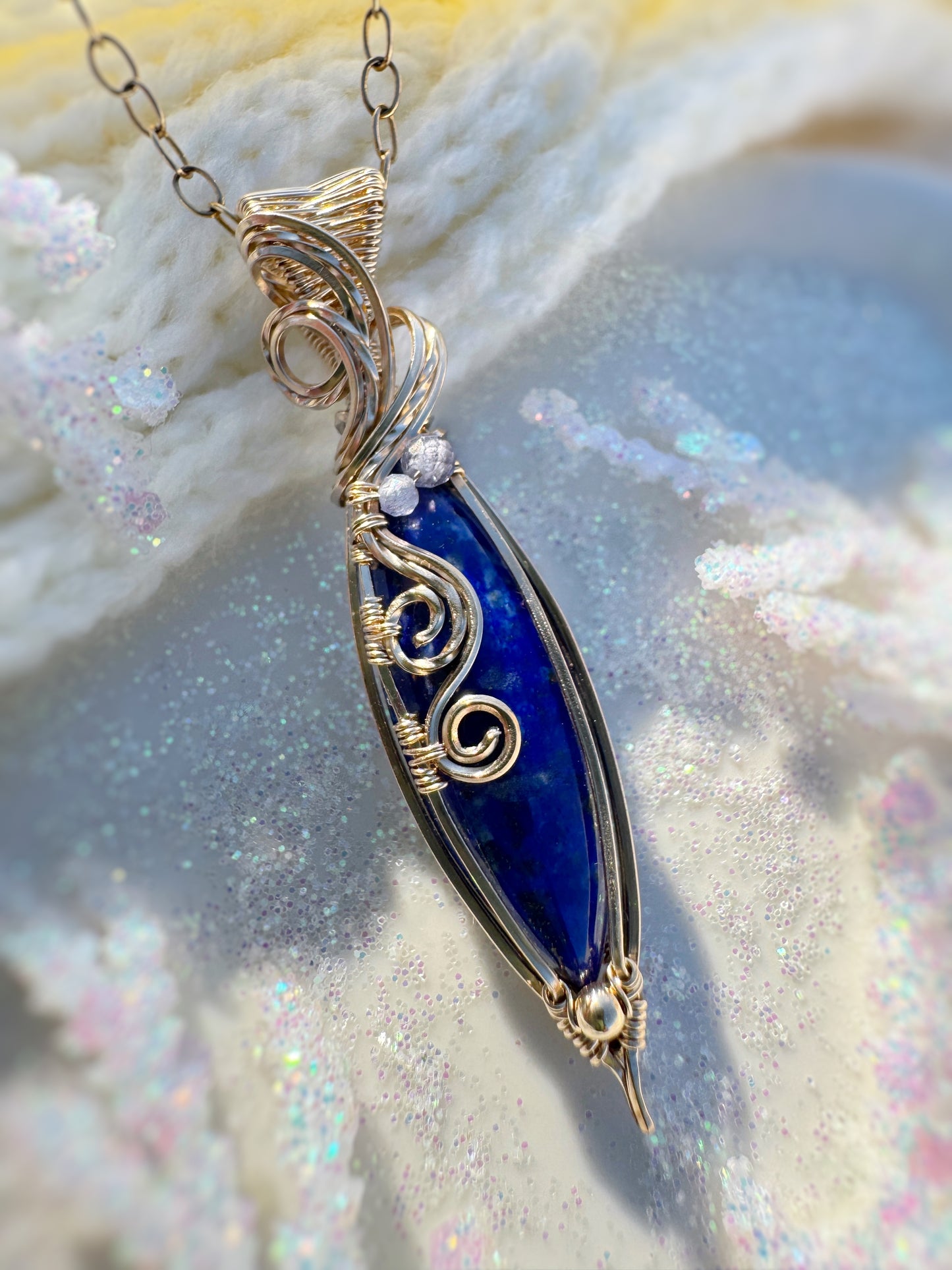 Lapis Lazuli & Tanzanite Necklace in 14k Gold Filled