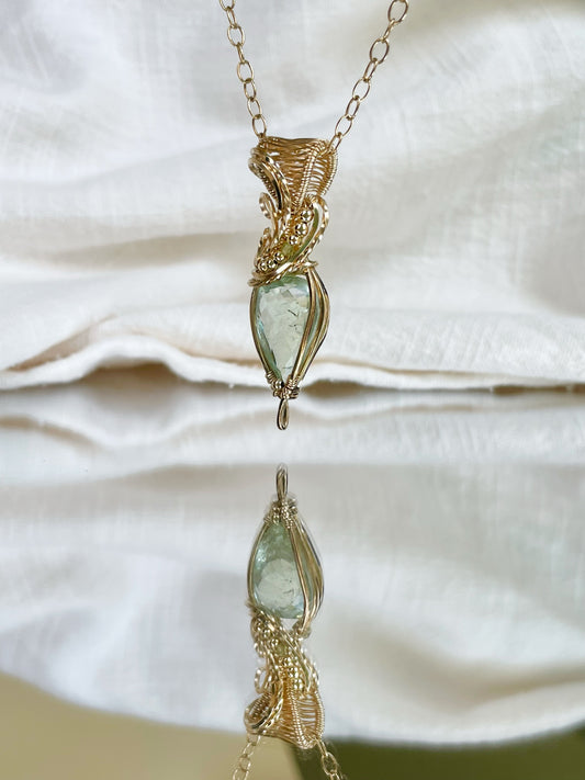 Faceted Aquamarine & Peridot Necklace in 14k Gold Fill