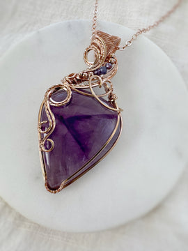 Amethyst & Tanzanite Statement Necklace in 14k Rose Gold Filled