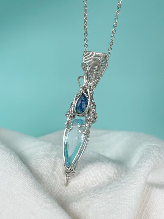 Blue Topaz & Blue Kyanite Necklace in Argentium Silver