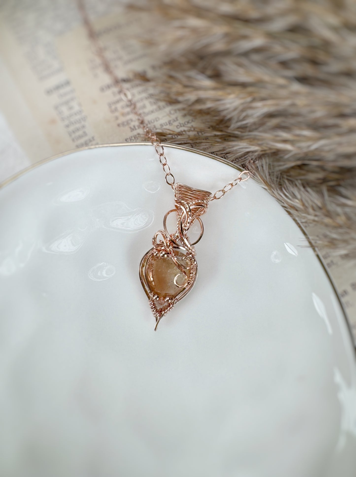 Imperial Topaz & Sunstone Necklace in 14k Rose Gold Filled