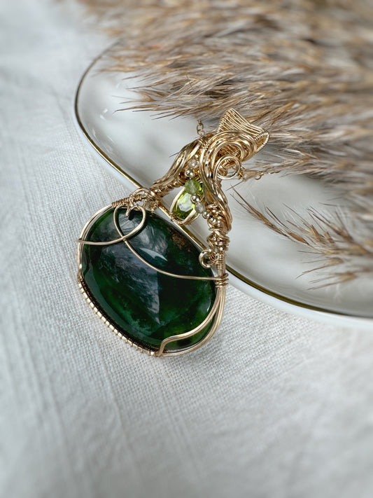 Serpentine, Peridot & Citrine Necklace in 14k Gold Filled