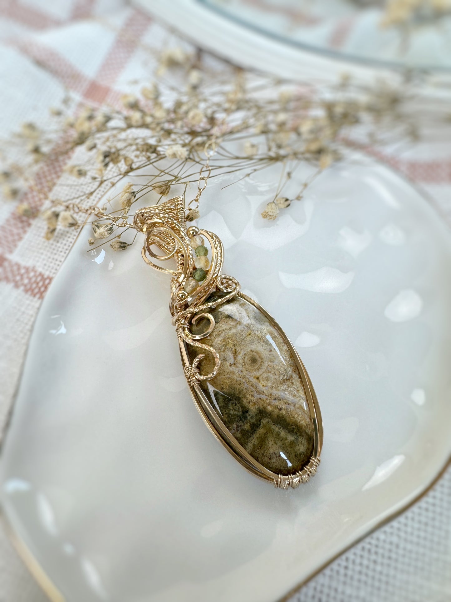 Ocean Jasper, Citrine & Peridot Necklace in 14k Gold Filled