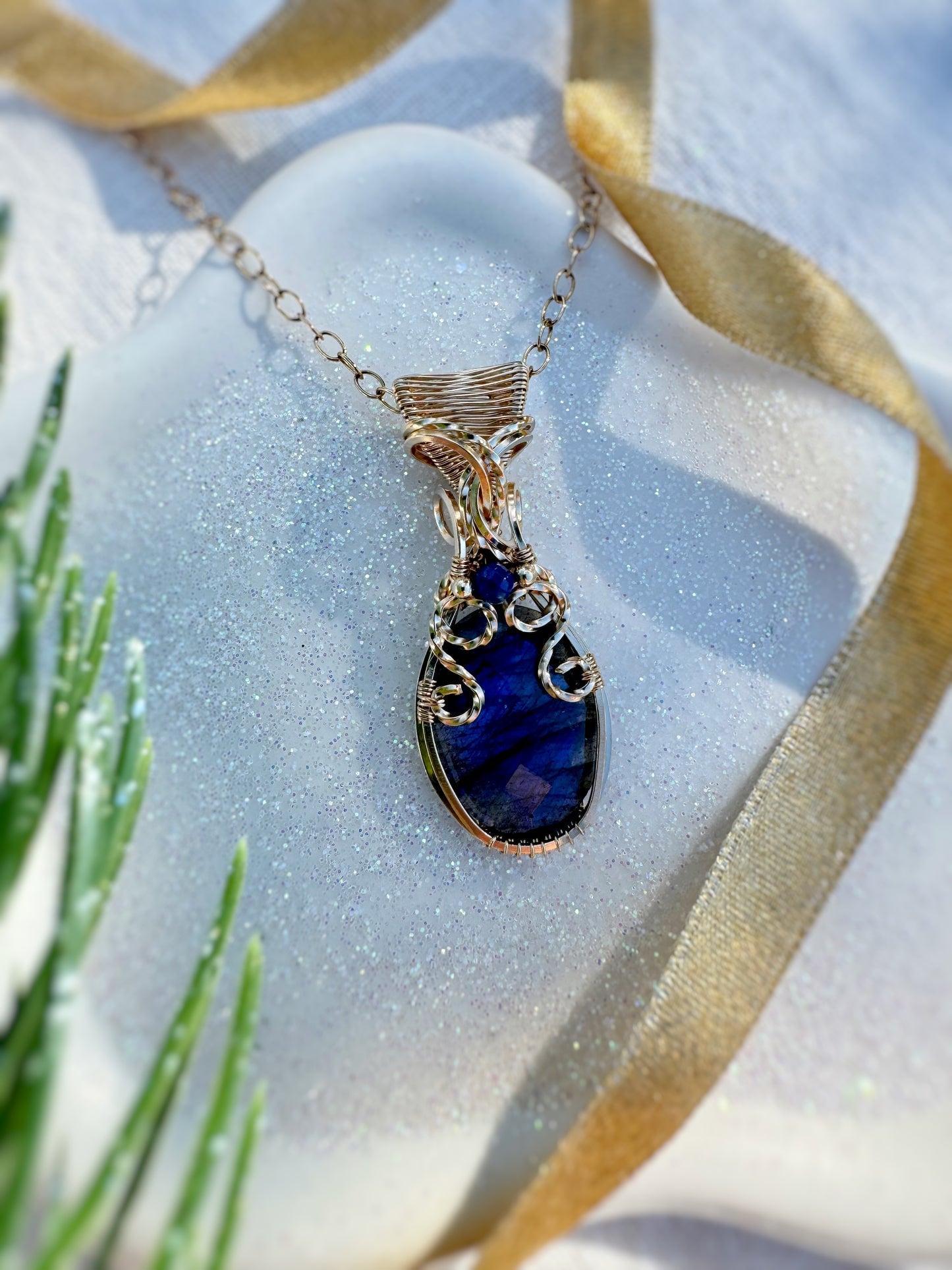 Faceted Labradorite & Lapis Lazuli Necklace in 14k Gold Filled