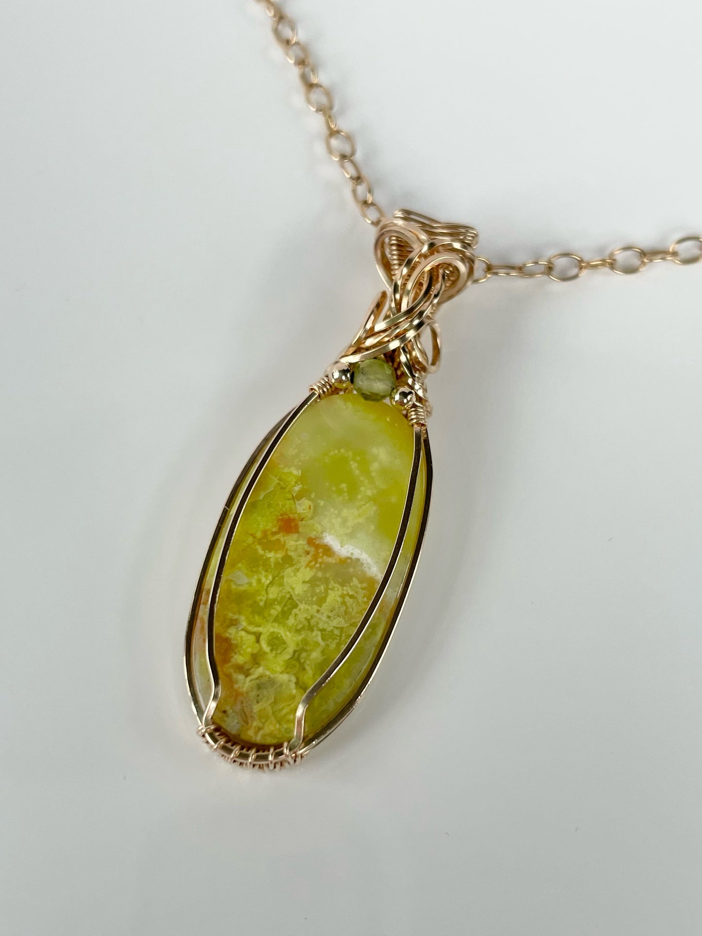 Green Opal & Peridot Necklace in 14k Gold Filled