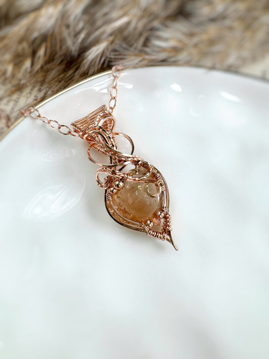 Imperial Topaz & Sunstone Necklace in 14k Rose Gold Filled