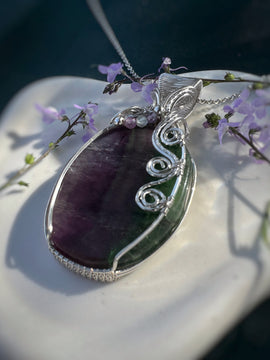 Fluorite Statement Piece Necklace in 0.925 Sterling Silver