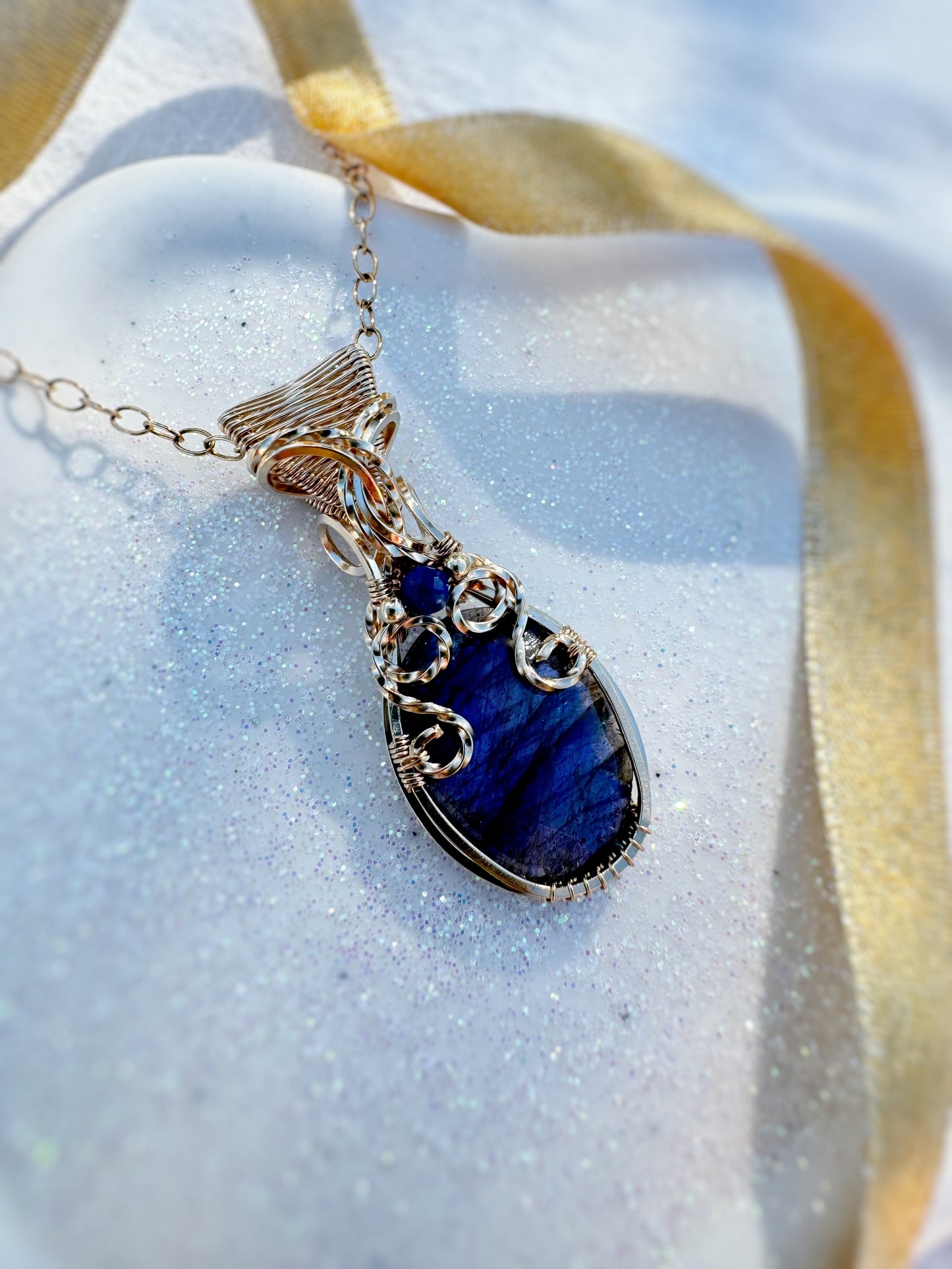 Faceted Labradorite & Lapis Lazuli Necklace in 14k Gold Filled