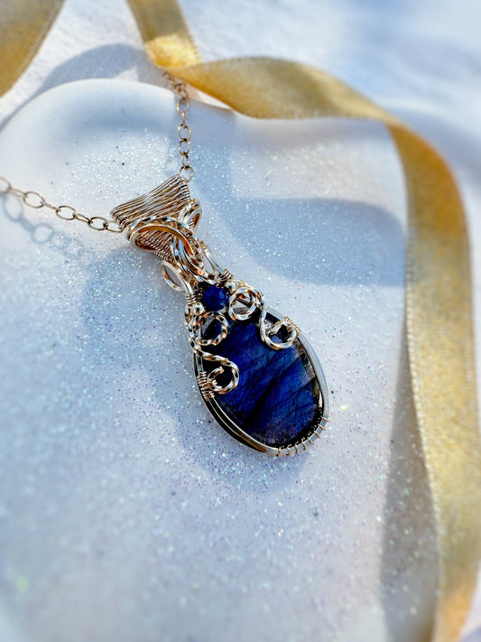 Faceted Labradorite & Lapis Lazuli Necklace in 14k Gold Filled