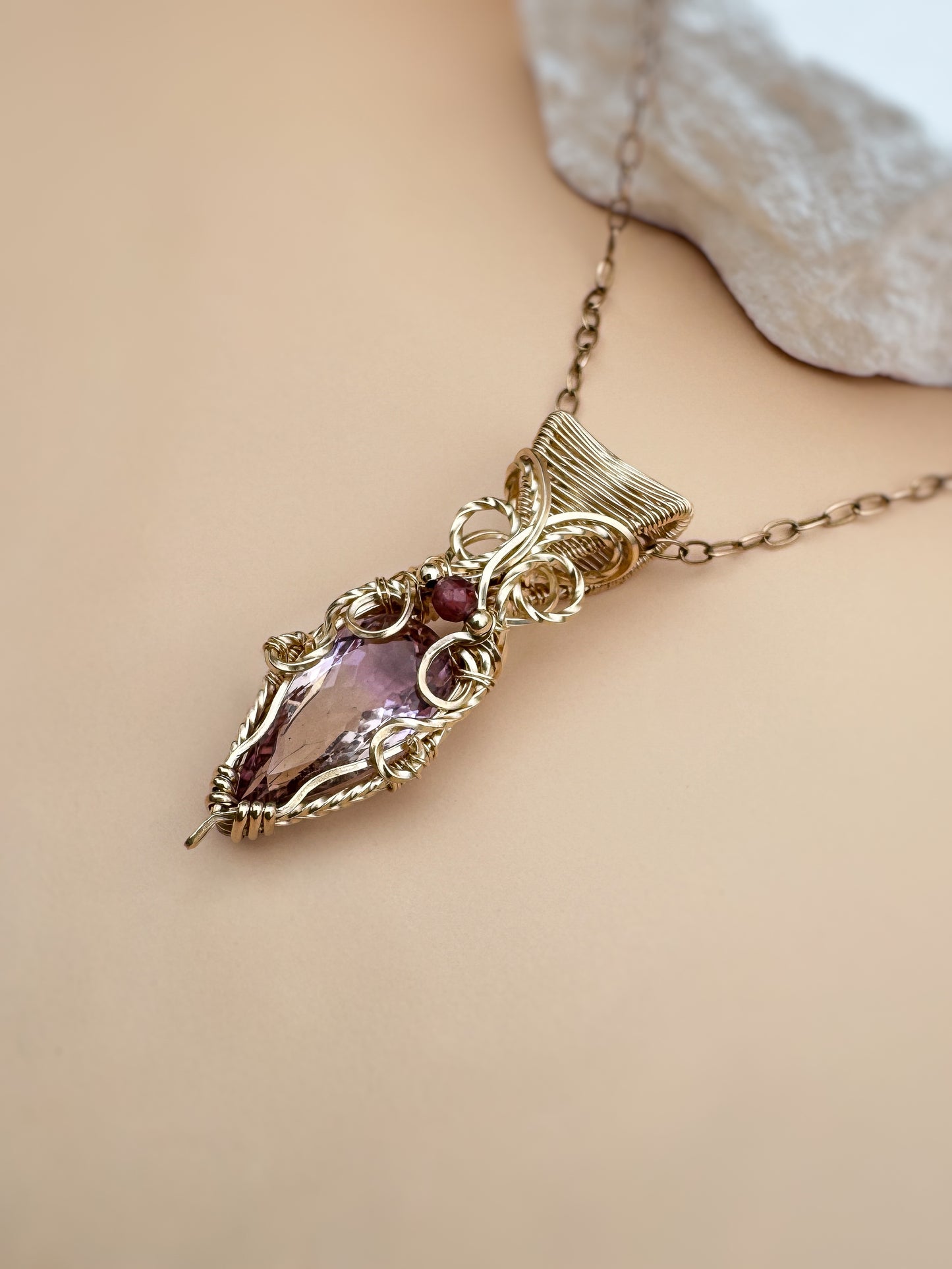 Ametrine & Natural Spinel 14k Gold Filled Necklace