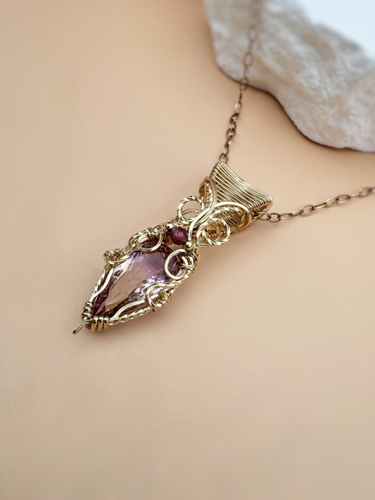 Ametrine & Natural Spinel 14k Gold Filled Necklace