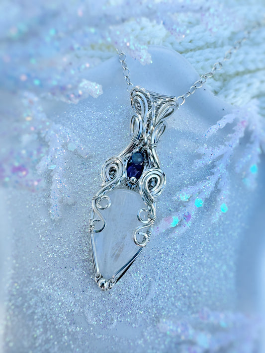 Moonstone, Blue Sapphire & Aquamarine Necklace in Argentium Silver