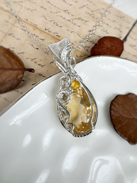 29.52 ct Citrine & Amber Necklace in Argentium Silver